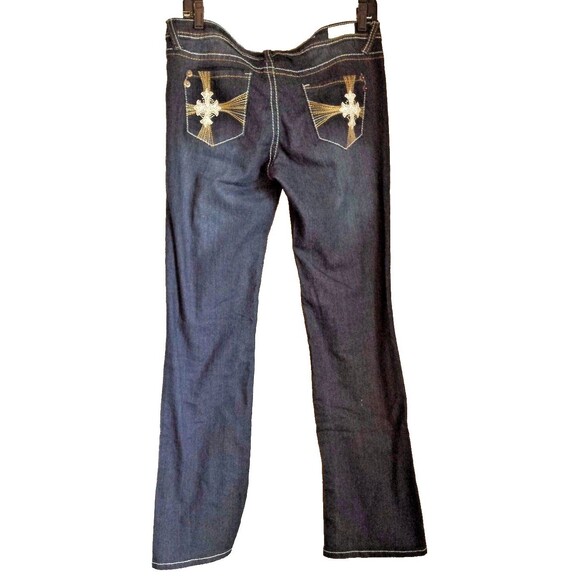 Kaba Jeans Boot Cut Dark Wash  Embellished Back Pockets Size 11 - Picture 3 of 6